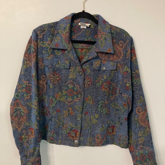 Southwestern Pattern Cardigan Jacket Size Small Blue CHAPS Fall Western Cozy - Picture 9 of 9